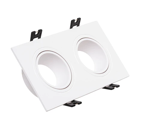 Anel Downlight 2xGU10 Policarbonato Retangular Branco
