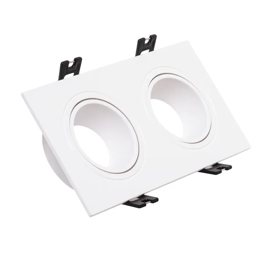 Anel Downlight 2xGU10 Policarbonato Retangular Branco 1