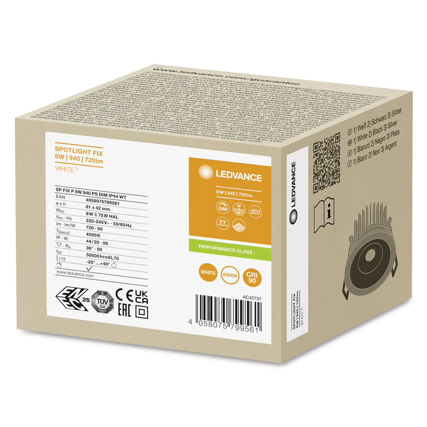 Foco Foco LED LEDVANCE 8W 720Lm 4000K 36Âº IP44/IP20 RegulÃ¡vel 2