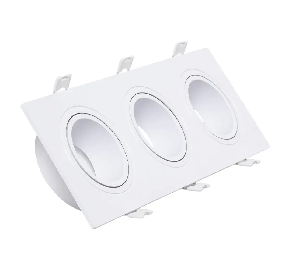 Anel Downlight 3xGU10 Policarbonato Retangular Branco 1