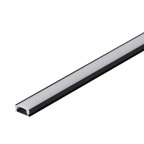 Perfil de Aluminio preto para faixa de LED - difusor de opala