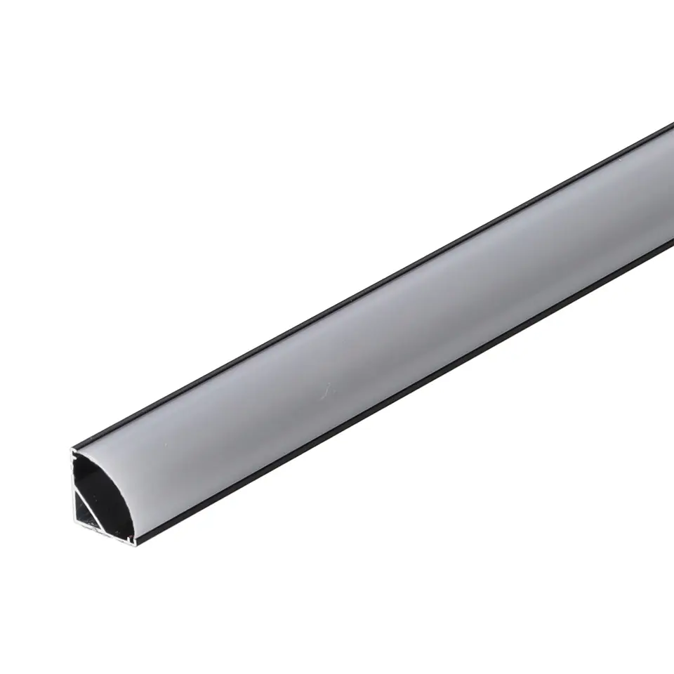 Perfil de AlumÃ­nio Preto para Cantos de InstalaÃ§Ã£o de Fita LED - Difusor Opala x 2M 1