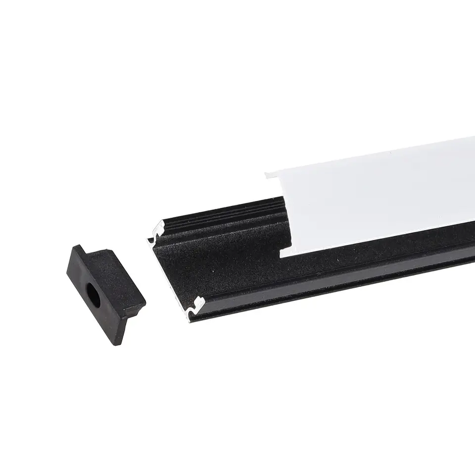 Perfil de alumÃ­nio preto para faixa de LED - difusor de opala 2
