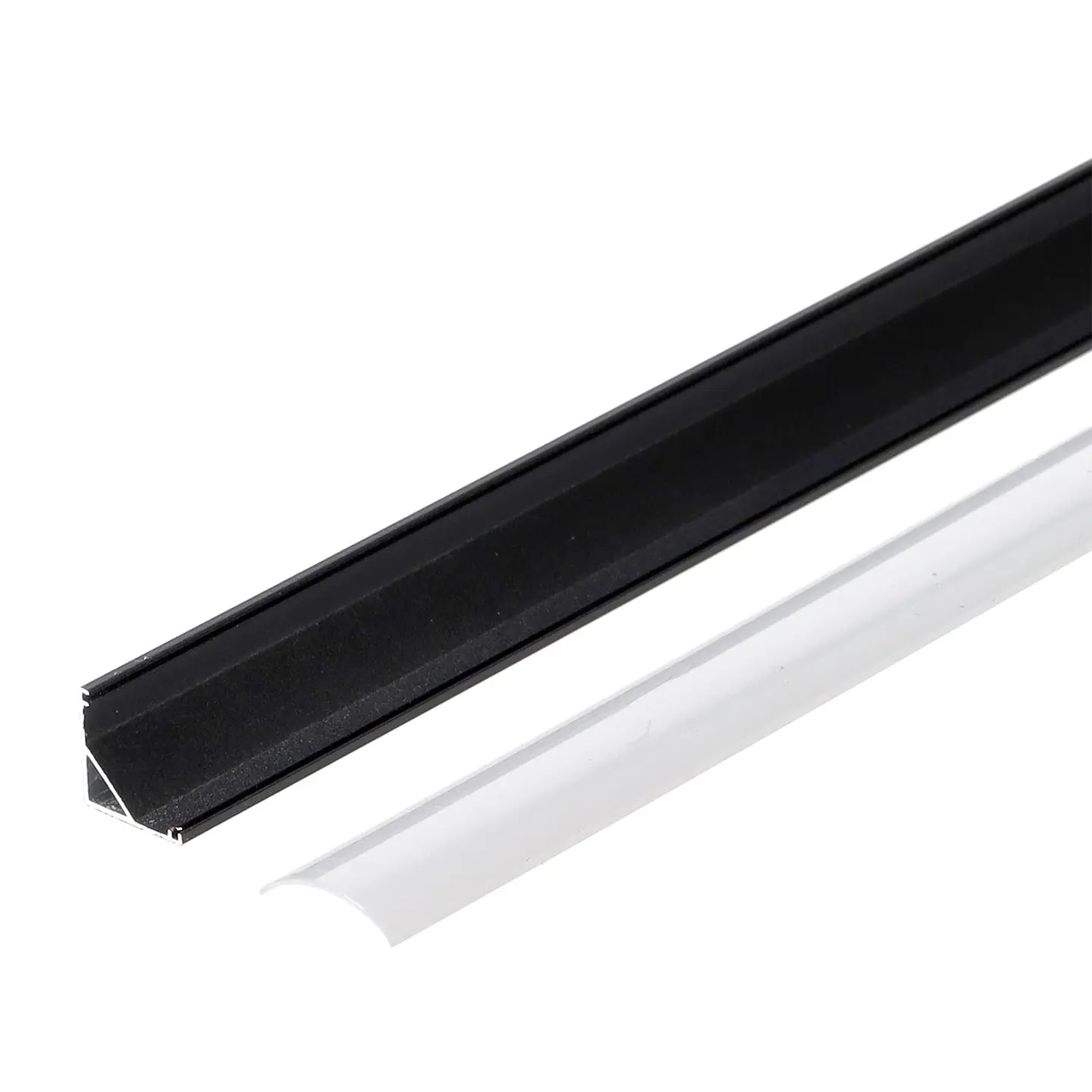 Perfil de AlumÃ­nio Preto para Cantos de InstalaÃ§Ã£o de Fita LED - Difusor Opala x 2M 3