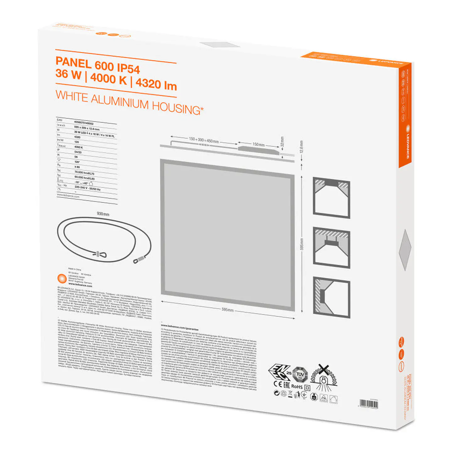 Painel LED LEDVANCE 36W 4320Lm 4000K 120Â° IP54/IP20 [LVI-4058075149502] 2