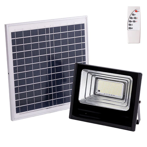Holofote LED solar 120W 6500K Painel: 6V/15W Bateria: 3,2V/8000MaH Controle remoto [HO-SOLARFL-120W-01]