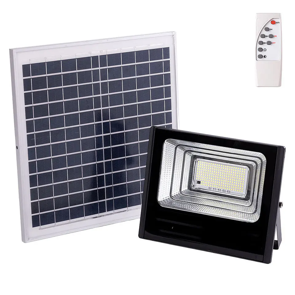 Holofote LED solar 120W 6500K Painel: 6V/15W Bateria: 3,2V/8000MaH Controle remoto [HO-SOLARFL-120W-01] 1