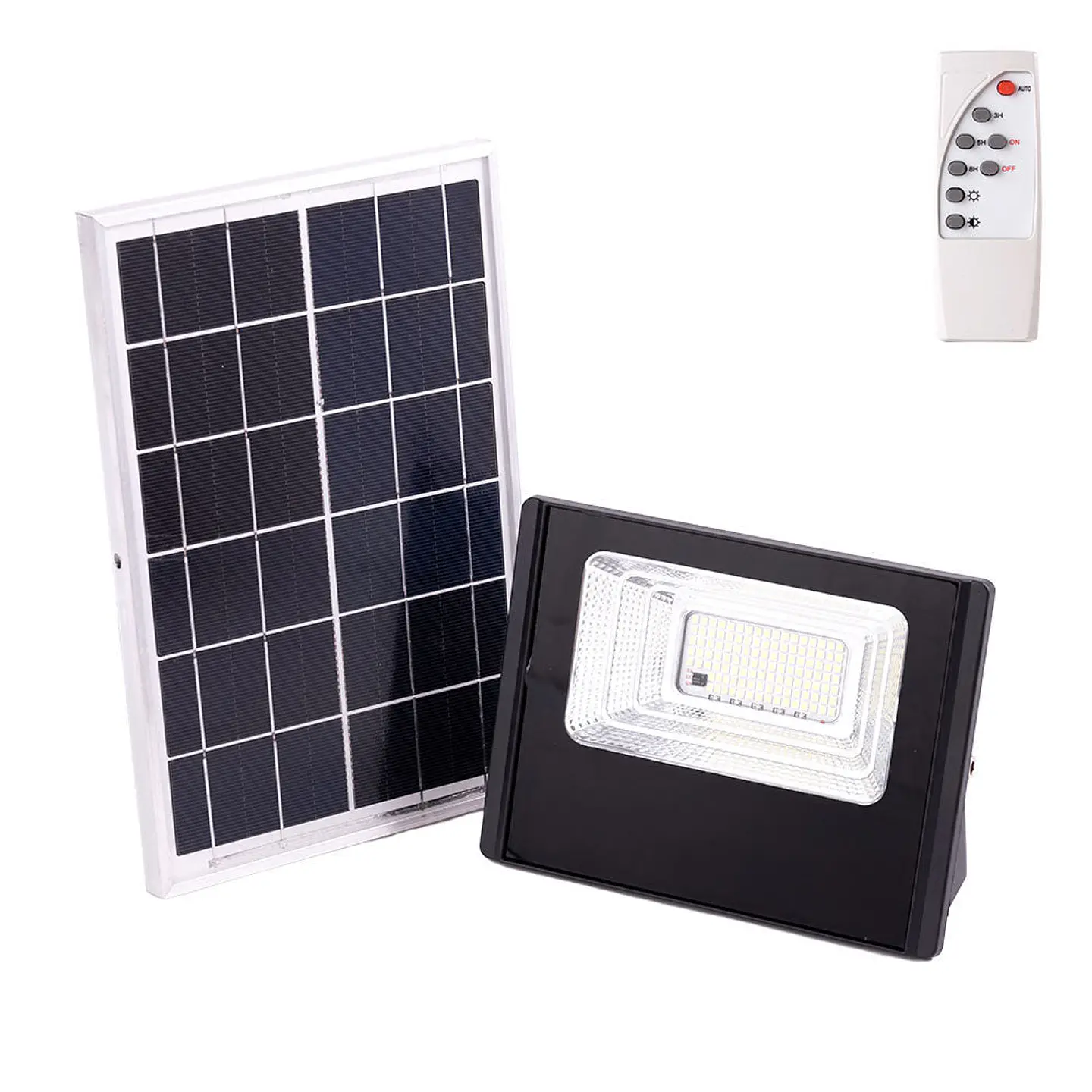 Holofote LED solar 30W 6500K Painel: Bateria 6V/6W: Controle remoto 3,2V/3000MaH [HO-SOLARFL-30W-01] 1