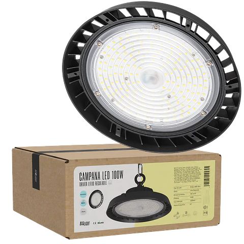 Campânula LED 100W (72W-96W-120W) 18000Lm Driver Lifud Regulavel 1-10V Chip Philips CW 6000ºK 90º