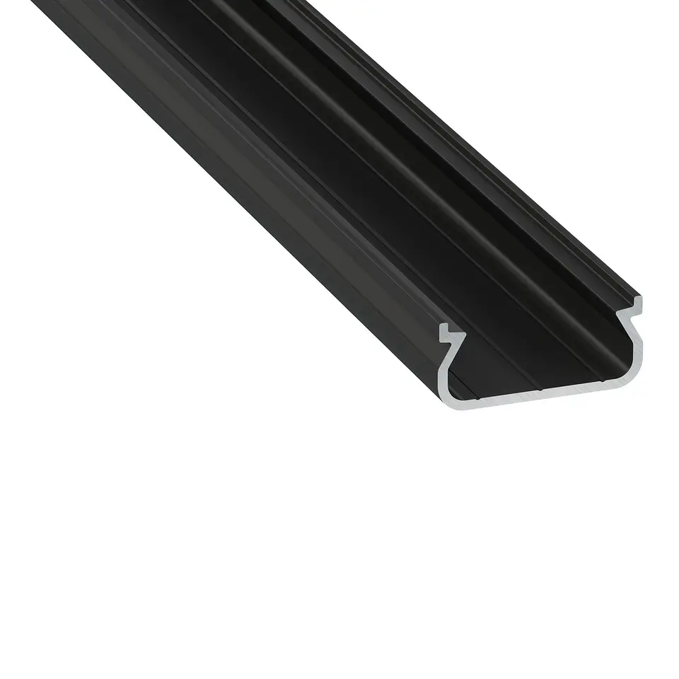 Perfil de alumÃ­nio anodizado preto KIMERA-ORRE com difusor opalino e tampas de extremidade 2,02M 1