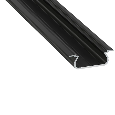 Perfil de Aluminio anodizado preto KIMERA-SELDE com difusor opalino e tampas de extremidade 2,02M