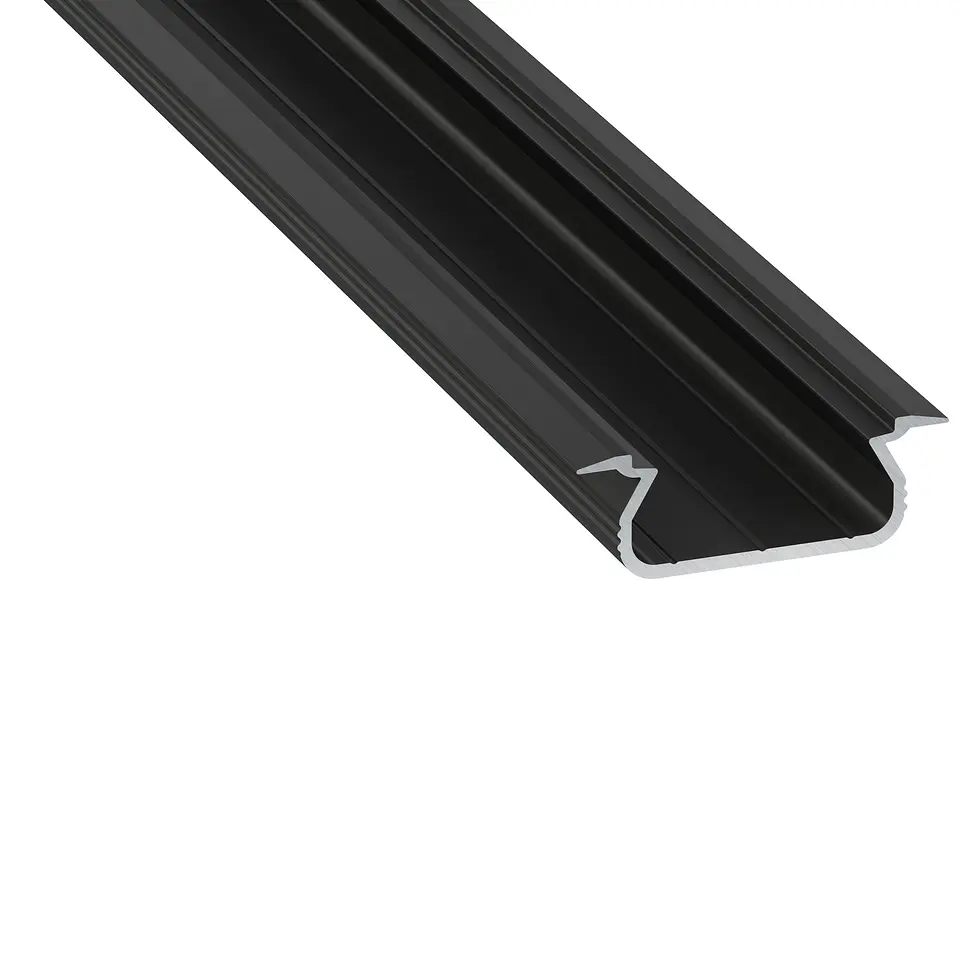 Perfil de alumÃ­nio anodizado preto KIMERA-SELDE com difusor opalino e tampas de extremidade 2,02M 1