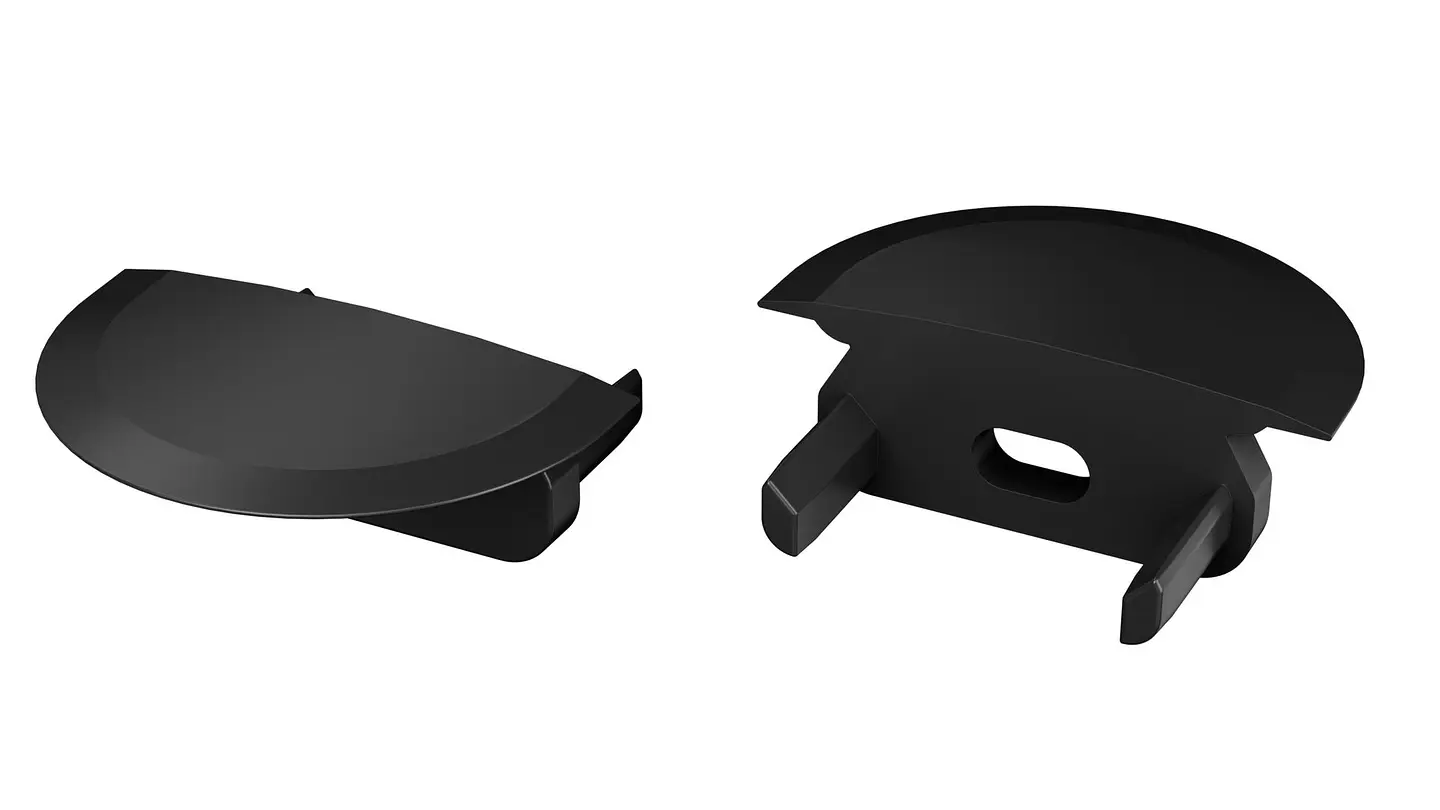Perfil de alumÃ­nio anodizado preto KIMERA-SELDE com difusor opalino e tampas de extremidade 2,02M 2