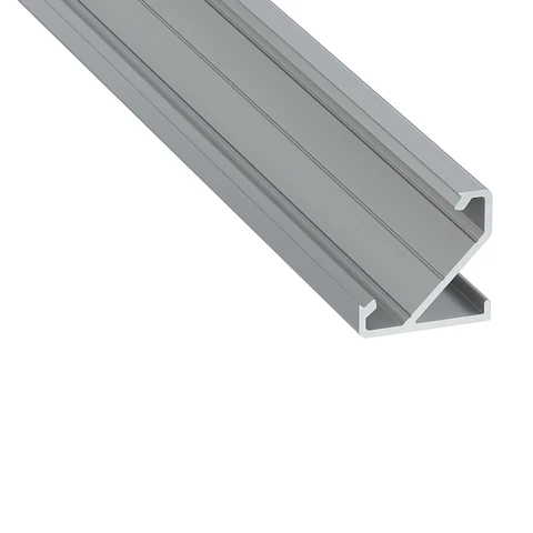 Perfil de Aluminio anodizado prateado KIMERA-BARDE com difusor opalino e tampas de extremidade 2,02 m