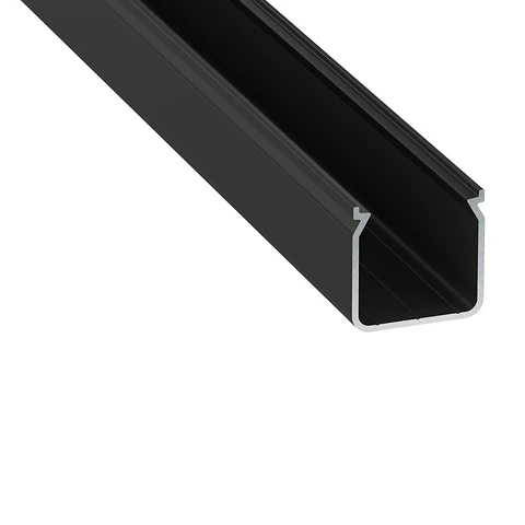 Perfil de Aluminio anodizado preto KIMERA-HELSE com difusor opalino e tampas de extremidade 2,02M