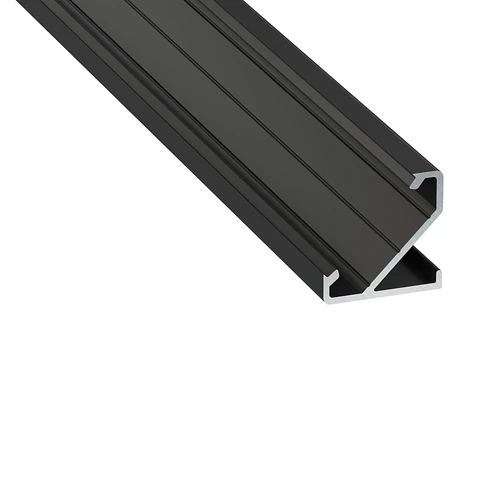 Perfil de Aluminio anodizado preto KIMERA-BARDE com difusor opalino e tampas de extremidade 2,02M
