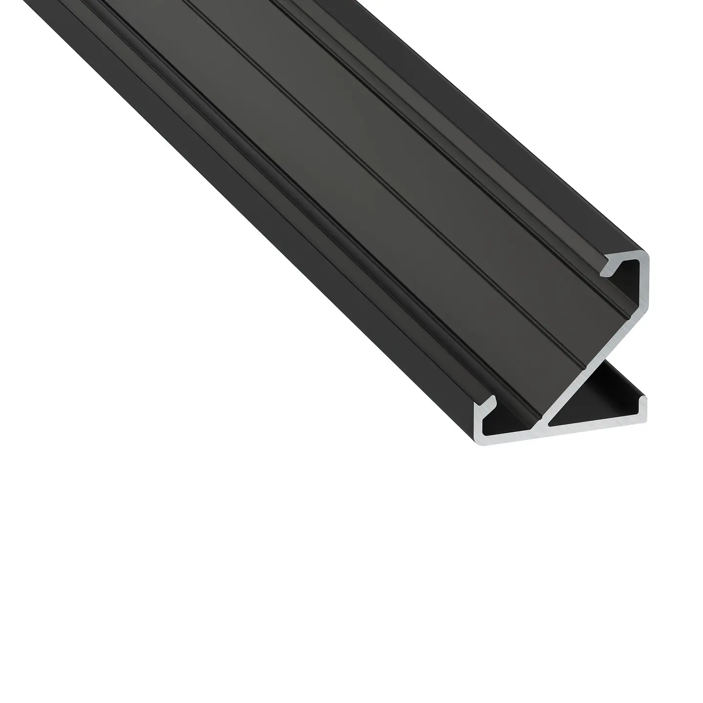 Perfil de alumÃ­nio anodizado preto KIMERA-BARDE com difusor opalino e tampas de extremidade 2,02M 1