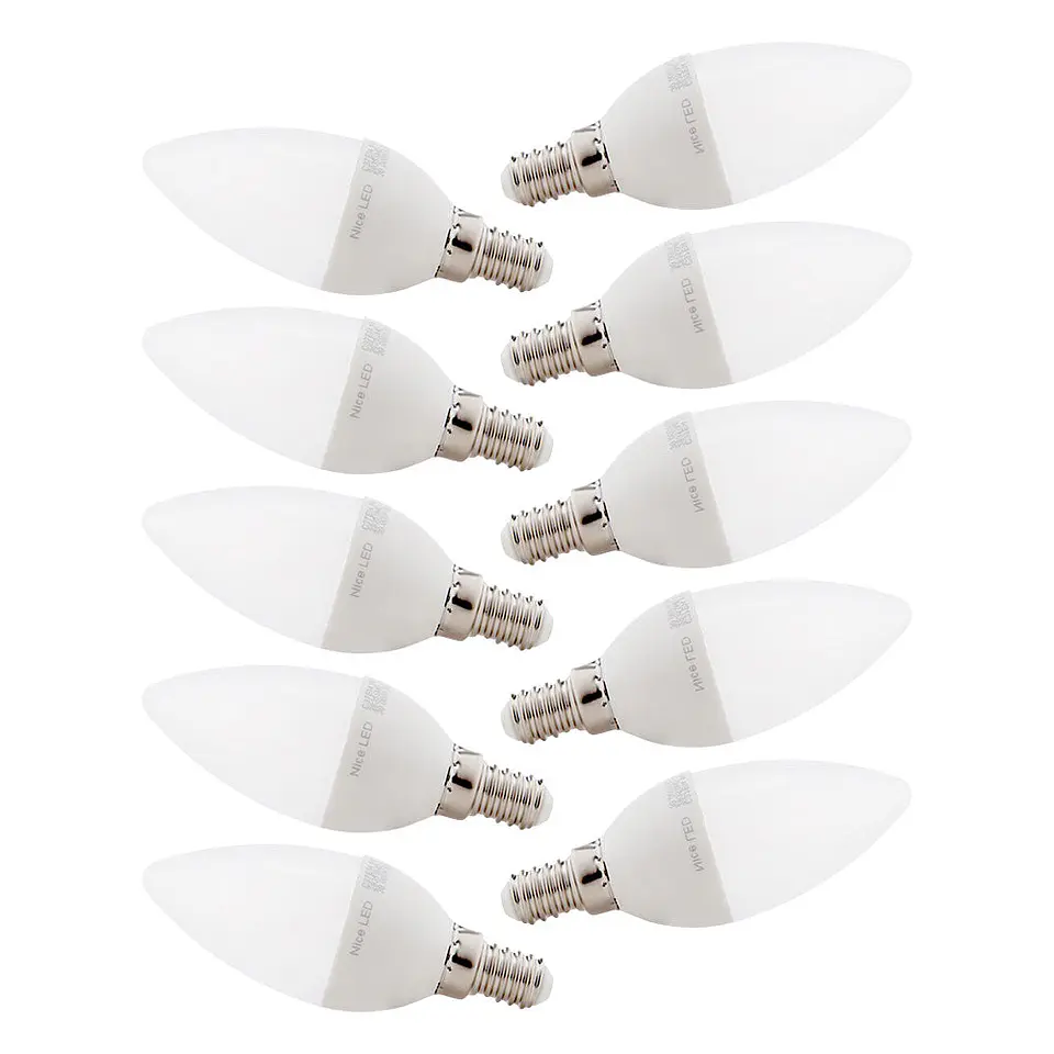 Pacote de 10 LÃ¢mpadas Vela LED 2835SMD E14 5W 410Lm 40.000H 3