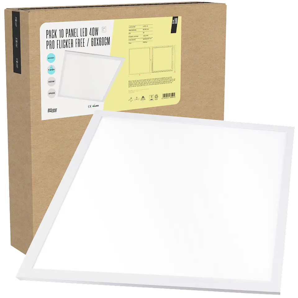 Pacote 10 Painel LED 40W 4.000Lm 6000ÂºK 60x60Cm PRO Sem cintilaÃ§Ã£o 60.000H [BX3LPT59540WPHILIPCW] 1
