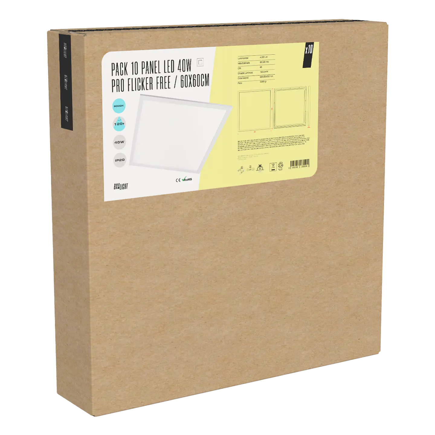 Pacote 10 Painel LED 40W 4.000Lm 6000ÂºK 60x60Cm PRO Sem cintilaÃ§Ã£o 60.000H [BX3LPT59540WPHILIPCW] 2