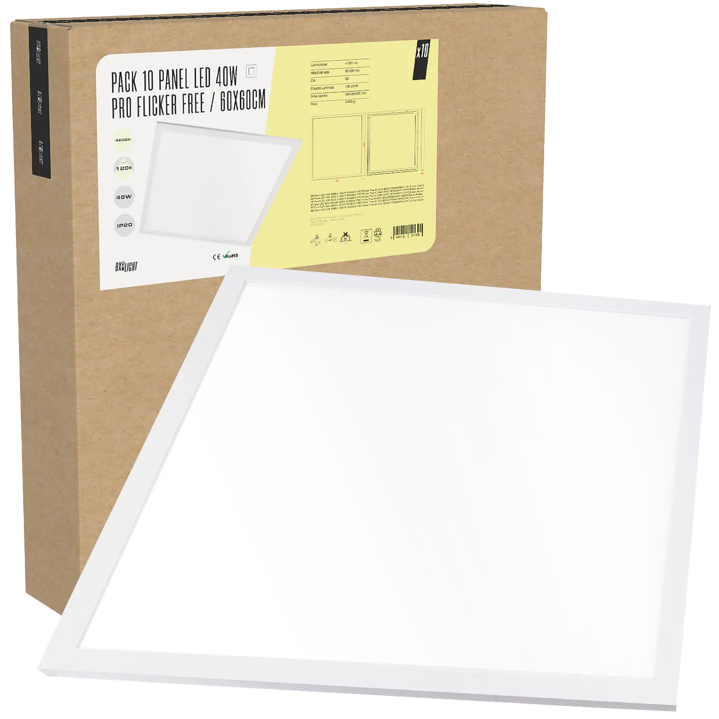 Pack 10 Panel LED 40W 4000Lm  4200ÂºK 60x60Cm PRO Flicker Free 60.000H  [BX3LPT59540WPHILIPW] 3