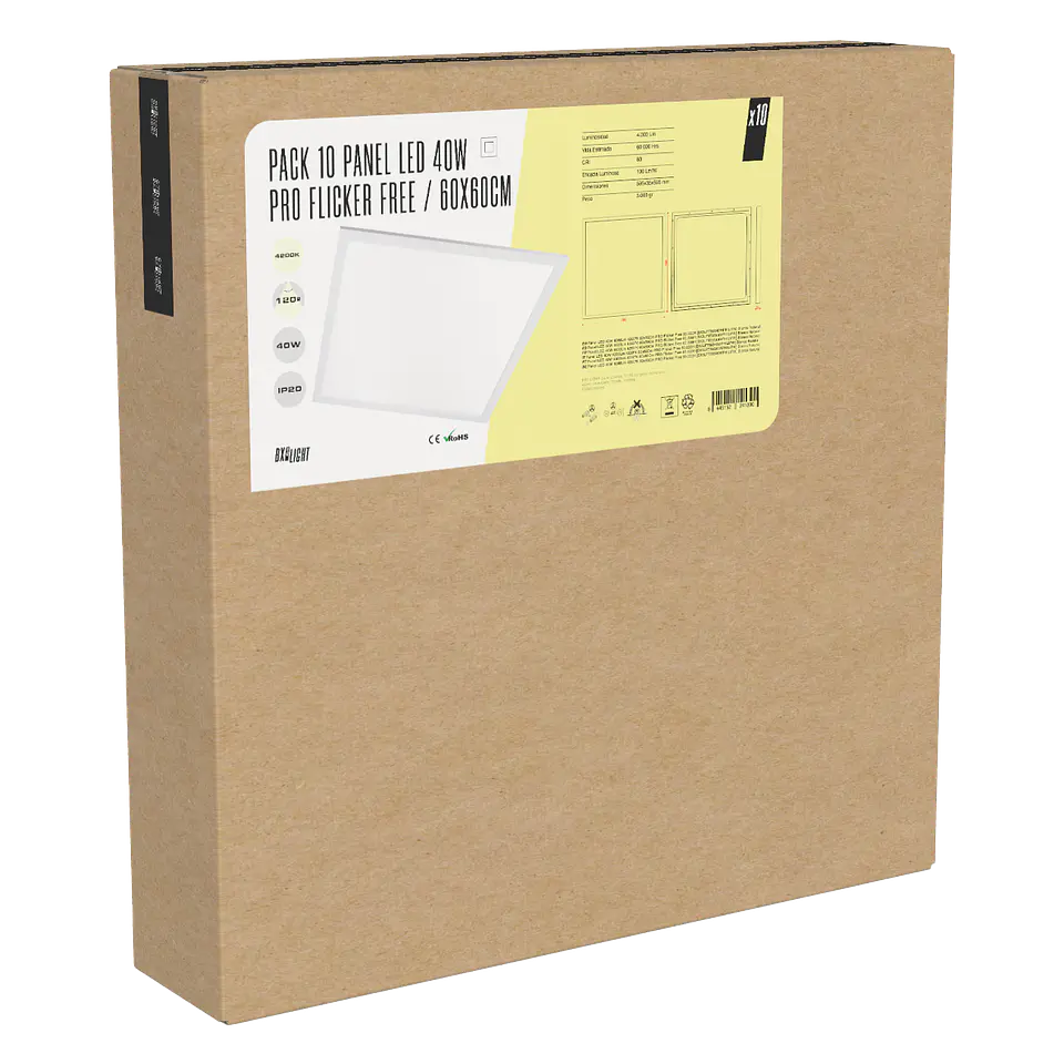 Pack 10 Panel LED 40W 4000Lm  4200ÂºK 60x60Cm PRO Flicker Free 60.000H  [BX3LPT59540WPHILIPW] 4