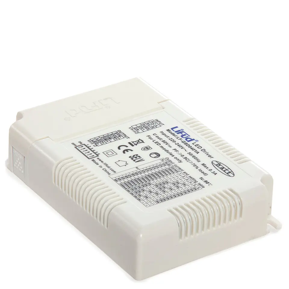 Driver Lifud 40W Ac220-240V 5 En 1 Dim (Dali/Push/0-10V/Pwm/Rx) Flicker Free + Dip 2