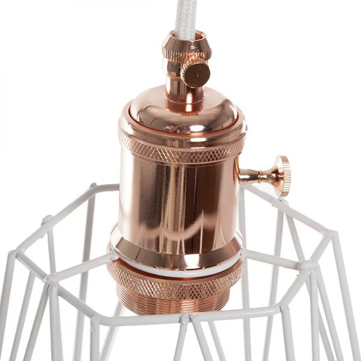 Pendel E27 Cabo 5000Mm Branco3 X 0,75 Suporte De LÃ¢mpada Interruptor Rotativo Cobre - Cela - Plugue [AM-AT536] 2