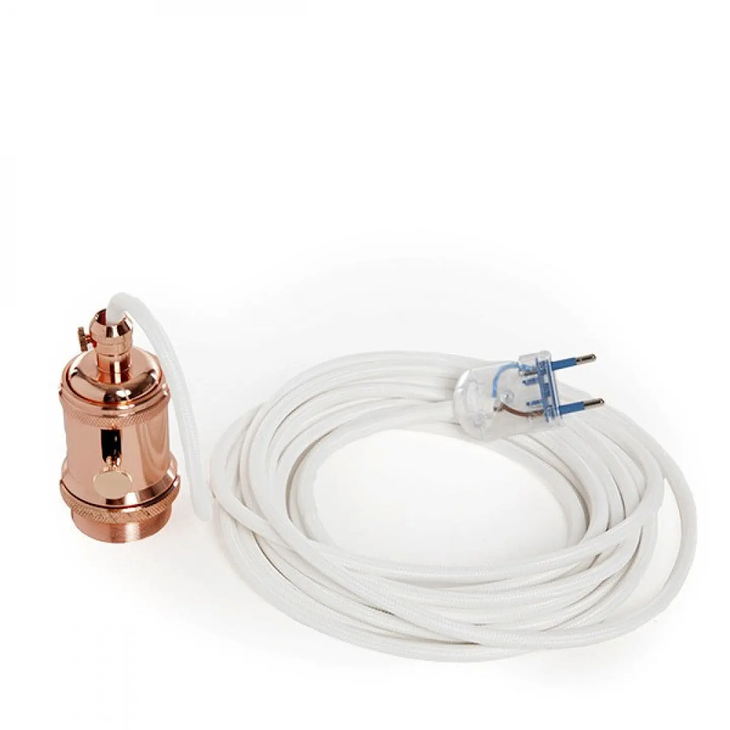 Pendel E27 Cabo 5000Mm Branco3 X 0,75 Suporte De LÃ¢mpada Interruptor Rotativo Cobre - Cela - Plugue [AM-AT536] 4