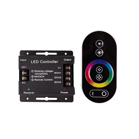 Controlador Rf Tira LED Rgb Controle Controlo Remoto Circular 12-24Vdc âº 216/432W