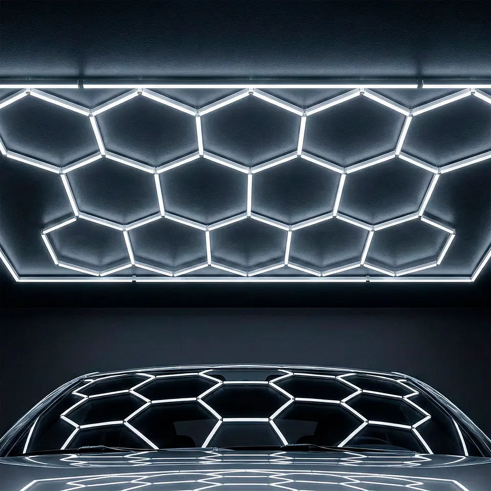 LÃ¢mpada LED Hexagonal - 6000K - 14 HexÃ¡gonos 56cm + RetÃ¢ngulo 500cm 2