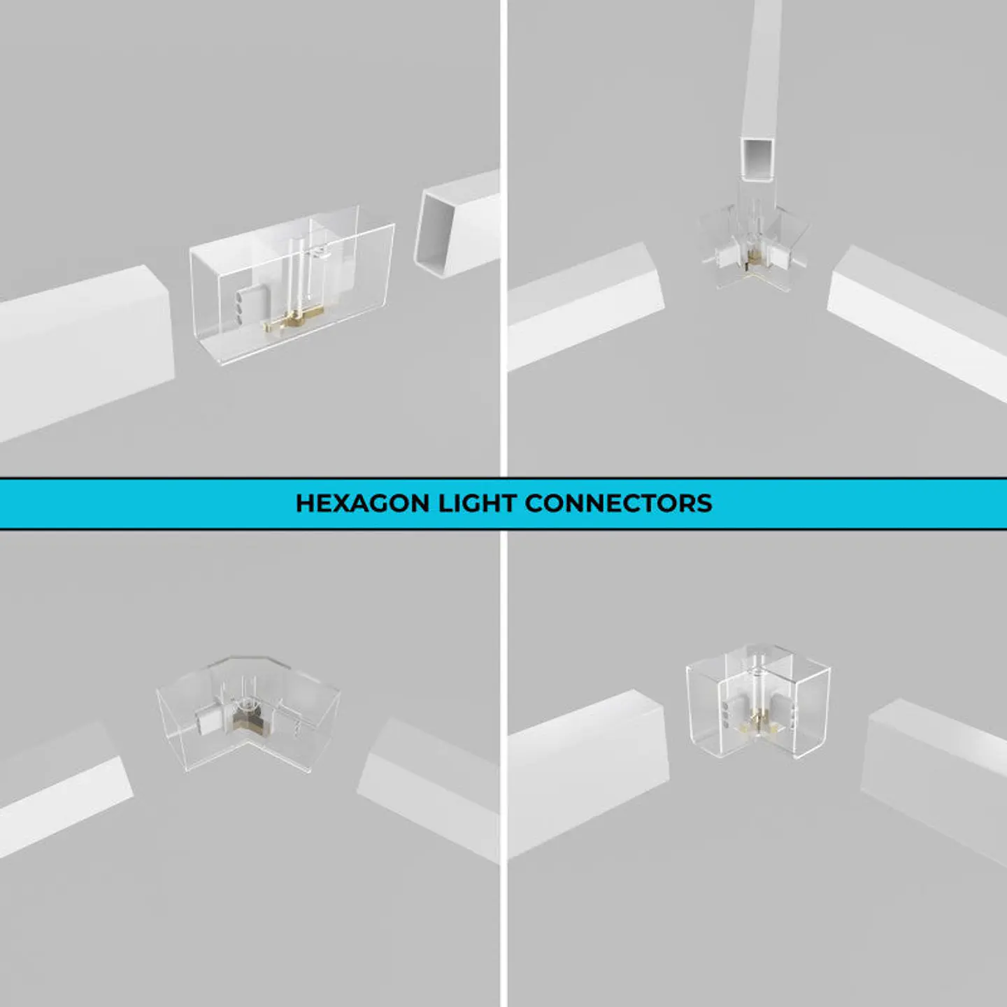 LÃ¢mpada LED Hexagonal - 6000K - 14 HexÃ¡gonos 56cm + RetÃ¢ngulo 500cm 4