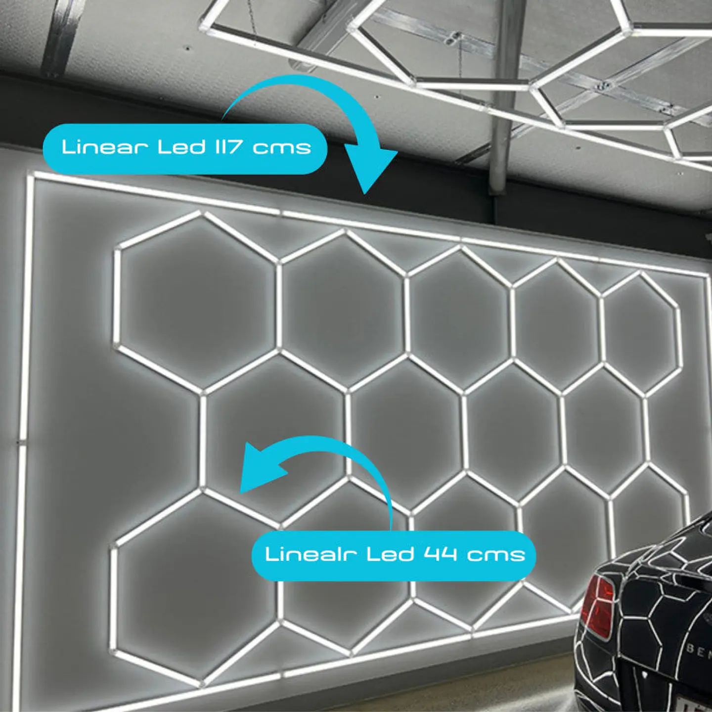 LÃ¢mpada LED Hexagonal - 6000K - 14 HexÃ¡gonos + RetÃ¢ngulo 5m 3