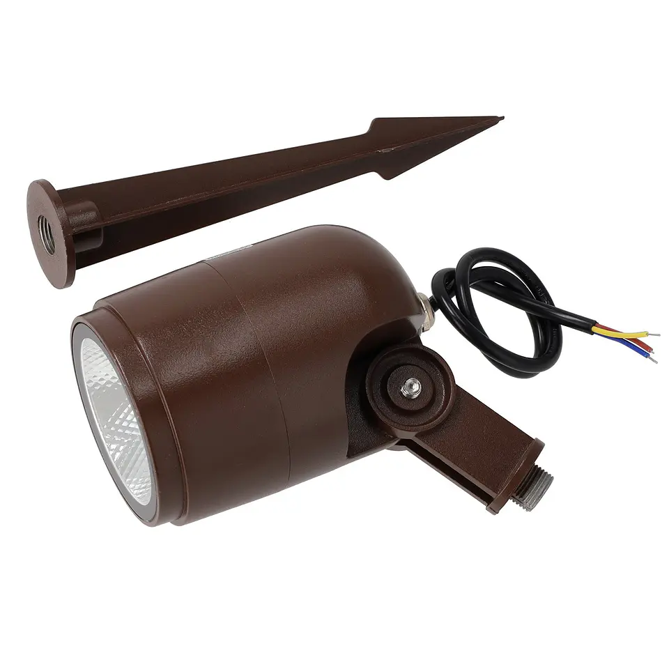 Refletor LED com estaca para jardim, 12W, IP65, 2700K, acabamento marrom. 4