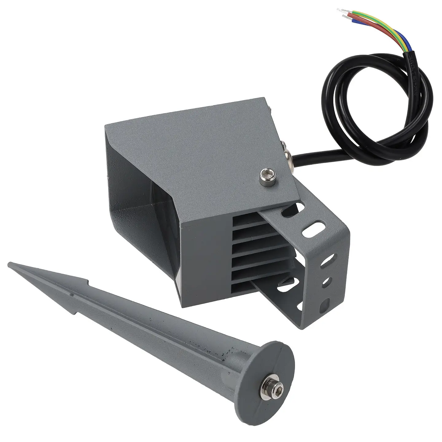 Refletor LED de 4W IP65 2700K com estaca para jardim, acabamento cinza 4
