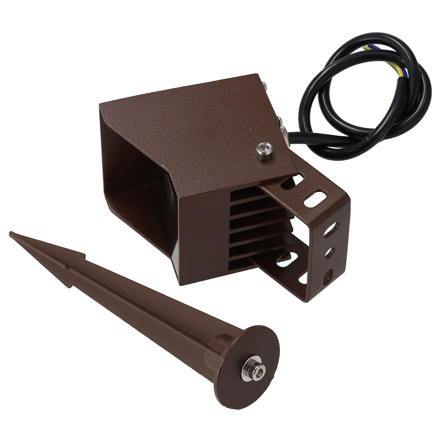 Refletor LED com estaca para jardim, 4W, IP65, 2700K, acabamento marrom. 4