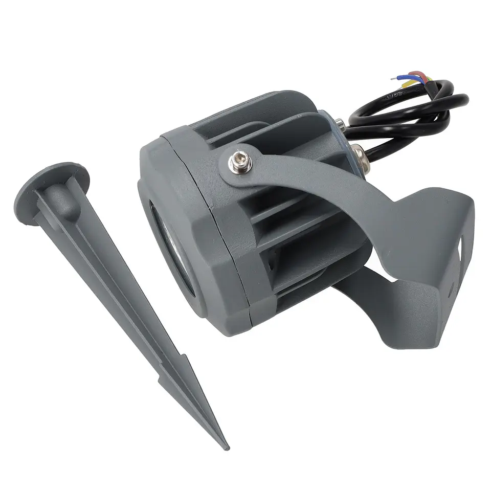 Refletor LED de 10W IP65 2700K com estaca para jardim, acabamento cinza 4