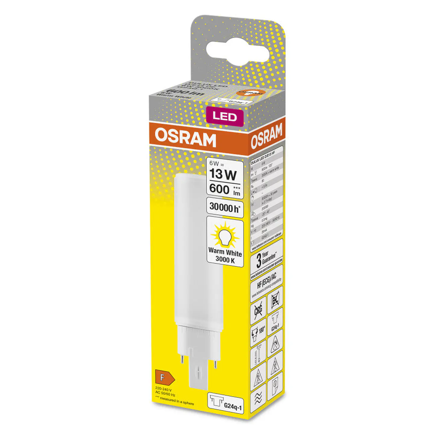 LÃ¢mpada LED Ledvance/DULUX G24q 1 6W 600Lm 3000K 120Âº IP20 2