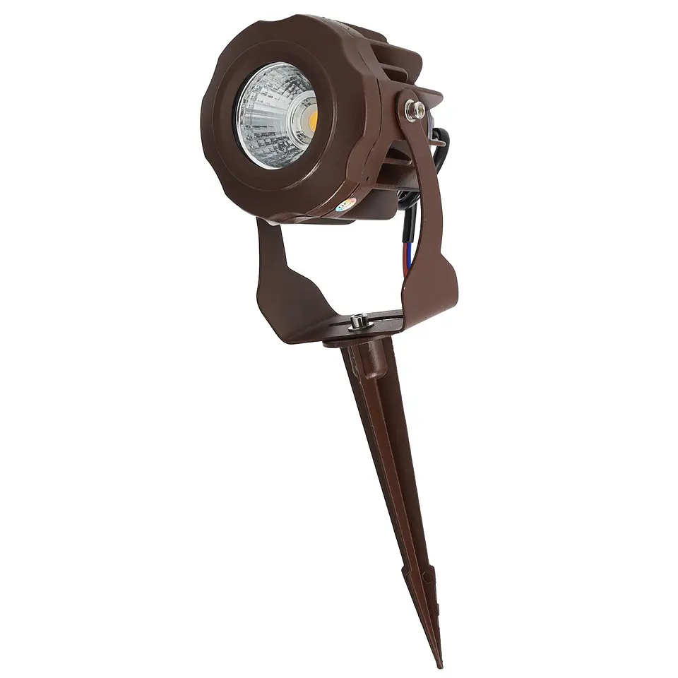Refletor LED com estaca para jardim, 10W, IP65, 2700K, acabamento marrom. 1