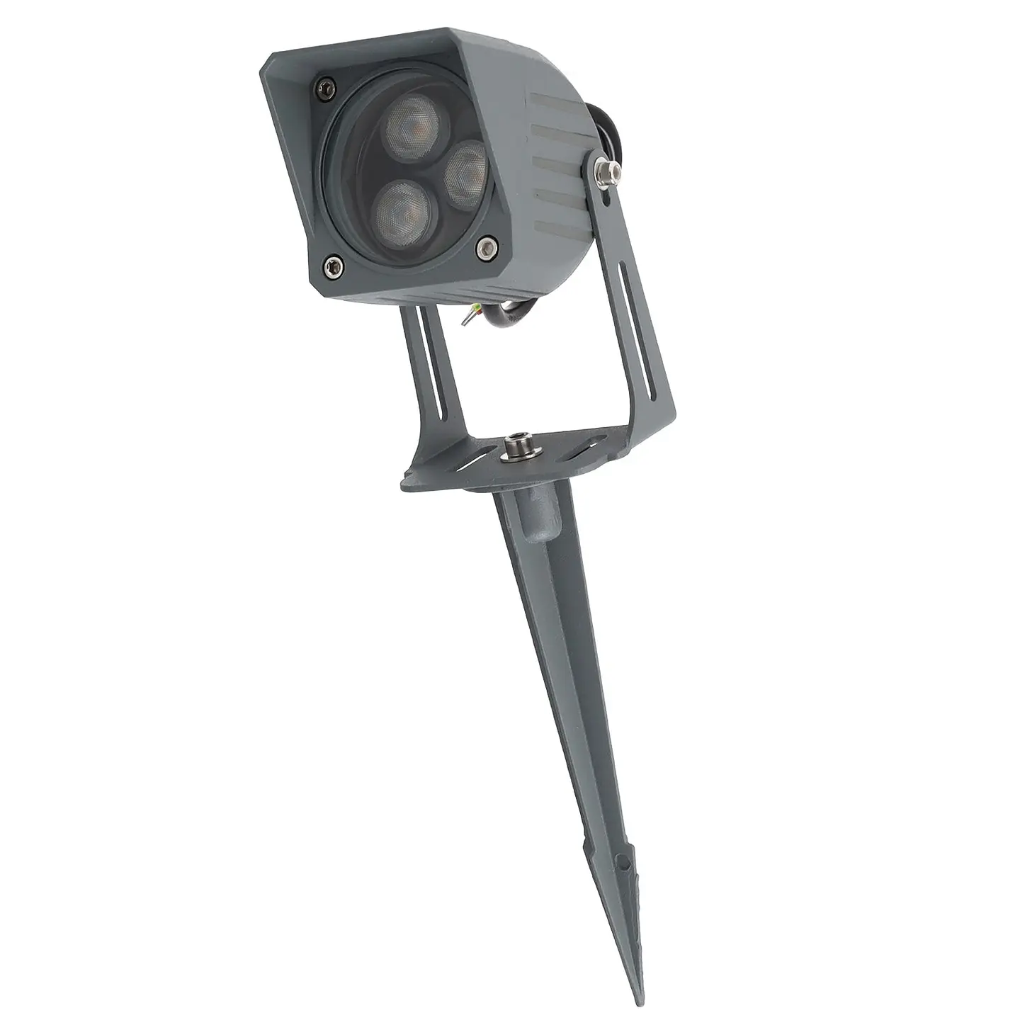 Refletor LED de 3W IP65 2700K com estaca para jardim, acabamento cinza 1