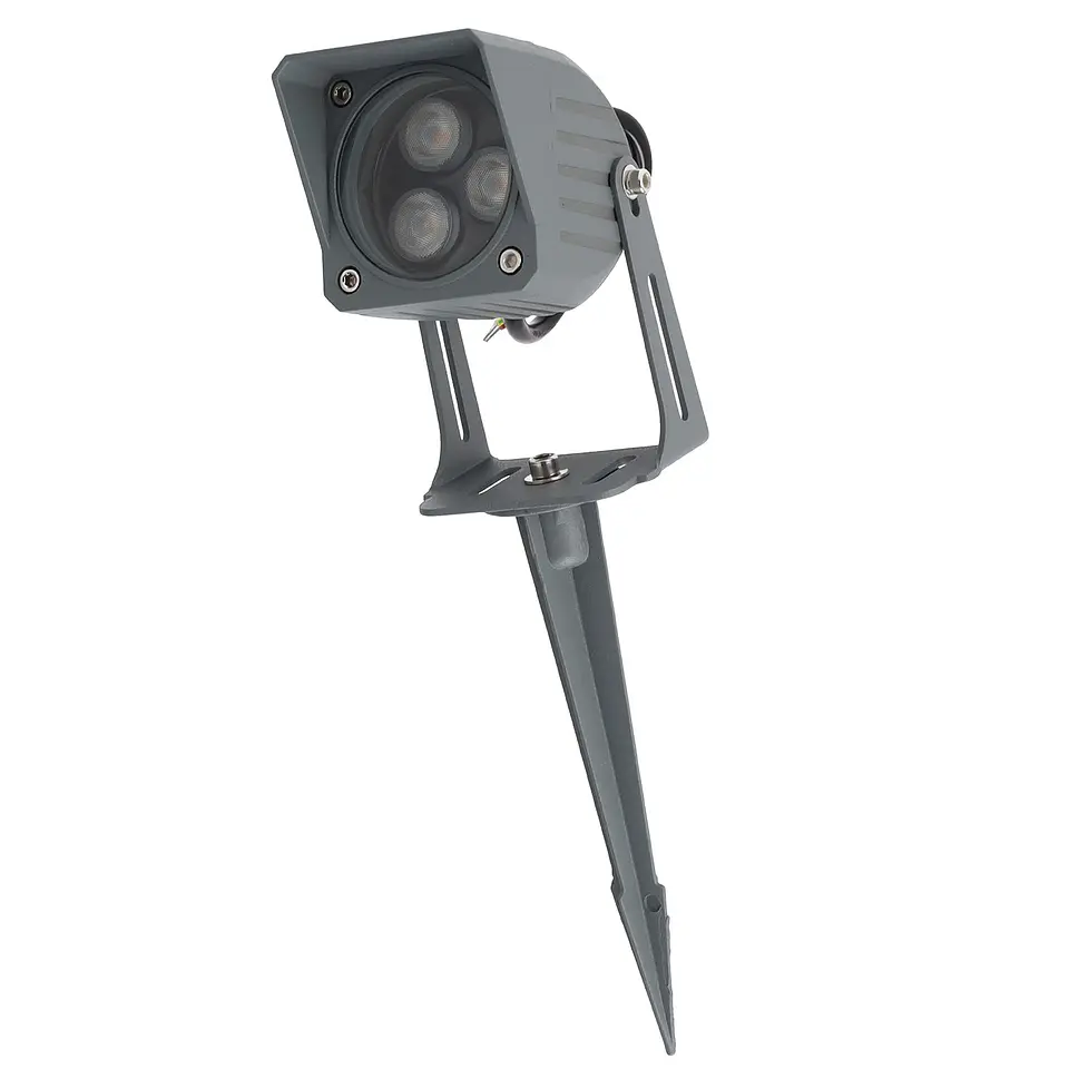 Refletor LED de 3W IP65 2700K com estaca para jardim, acabamento cinza 1