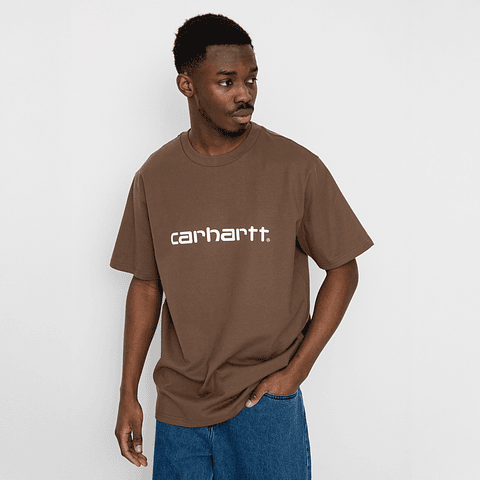 S/S SCRIPT T-SHIRT (TAMARIND/WHITE)