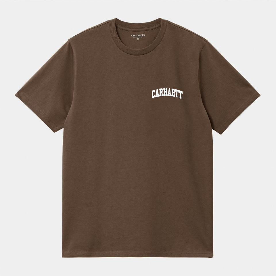 S/S University Script T-Shirt (brown/white)  1