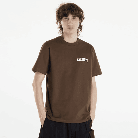 S/S University Script T-Shirt (brown/white) 