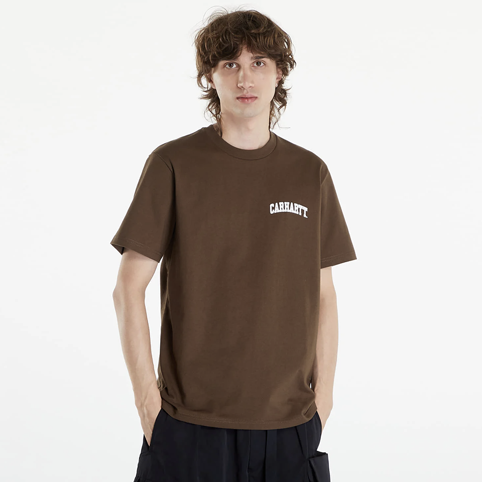 S/S University Script T-Shirt (brown/white)  2