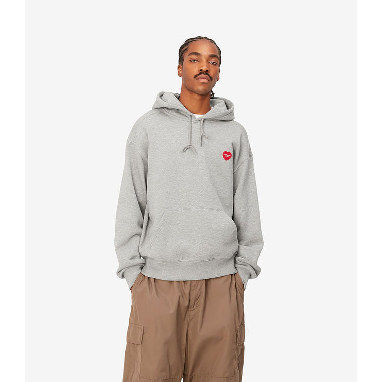 HOODED HEART PATCH SWEAT (GREY HEATHER) 3