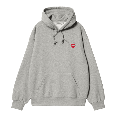 HOODED HEART PATCH SWEAT (GREY HEATHER)