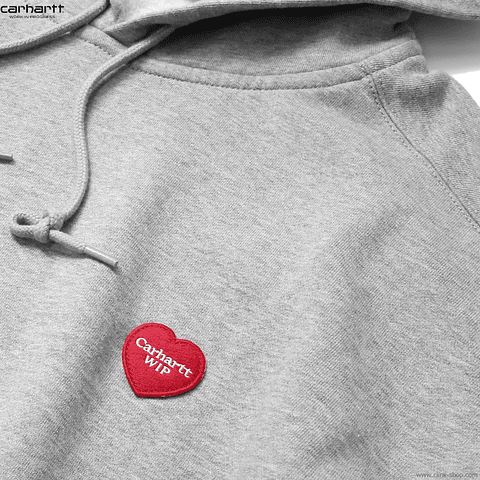 HOODED HEART PATCH SWEAT (GREY HEATHER)