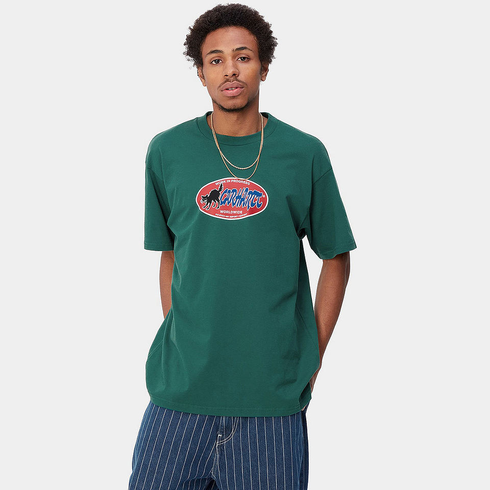 CAT STICKER T-SHIRT (GREEN) 2