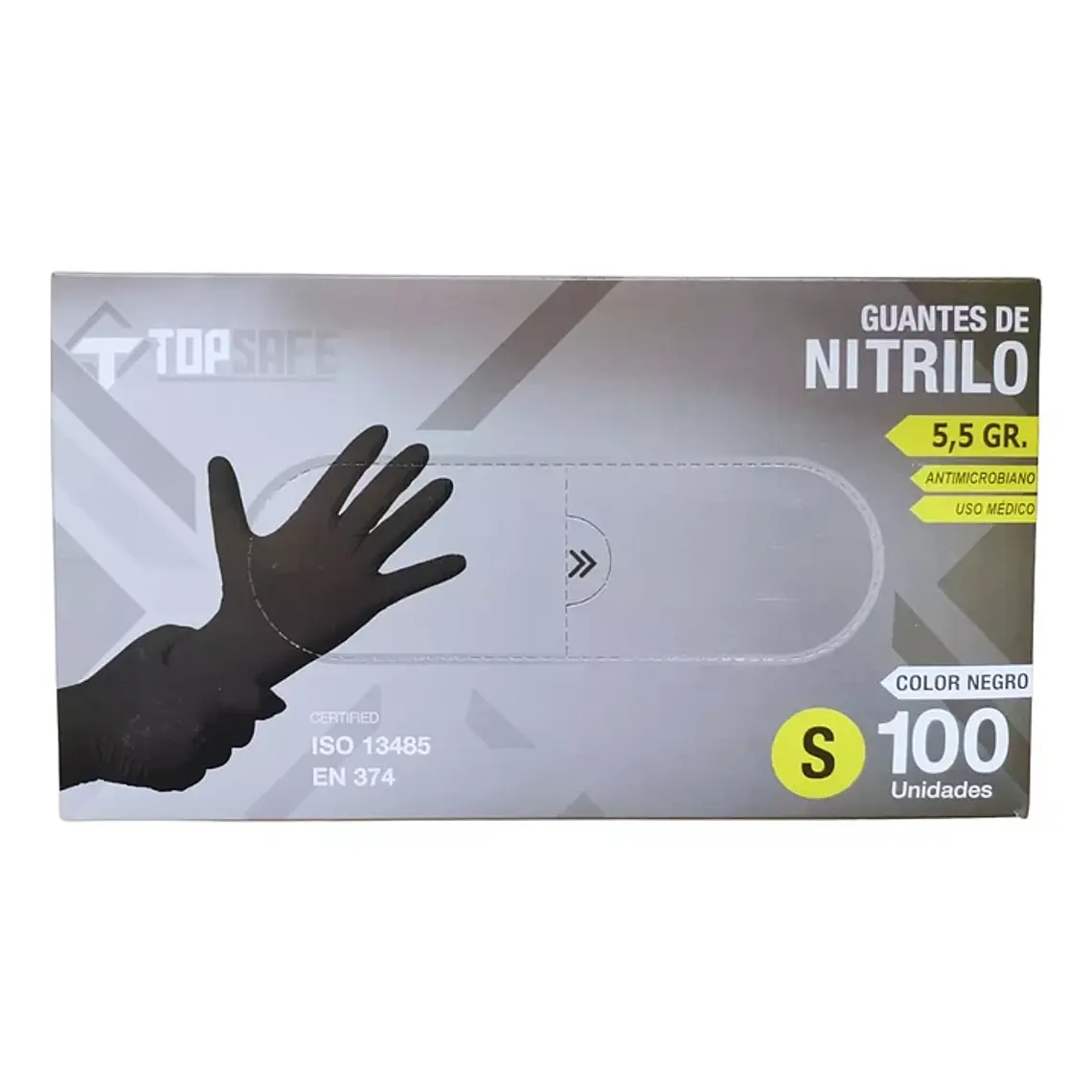 Guante de Nitrilo Negro Profesional 5.5 g – TopSafe M (100 Unidades) 1
